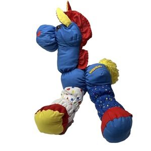Vtg FLOPPALOTS HORSE Patchwork Yarn Quilted 1980s Plush 16" Stuffed Animal Pony